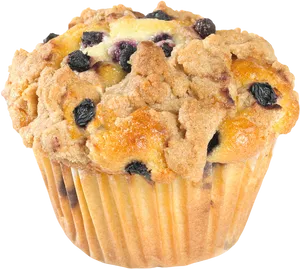 Blueberry Crumb Muffin Top View PNG