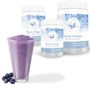 Blueberry Smoothie Supplements Display PNG