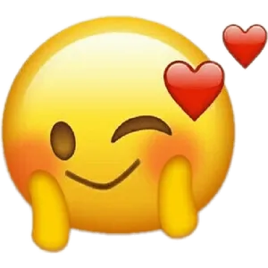 Blushing Emojiwith Hearts PNG Image