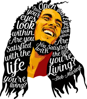 Bob Marley Inspirational Quote Artwork PNG Image