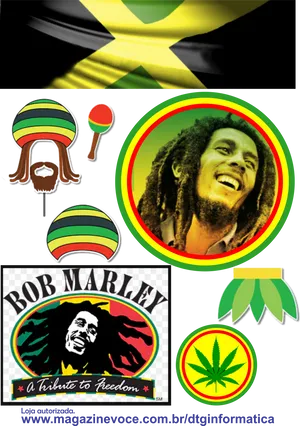 Bob Marley Tribute Collage PNG Image