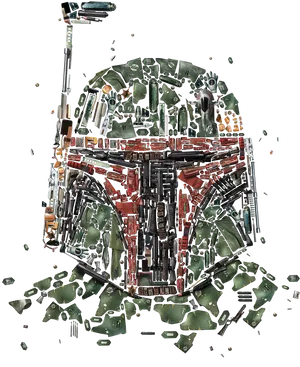 Boba Fett Helmet Deconstructed Art PNG Image