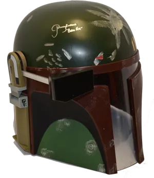 Boba Fett Helmet Signature Detail PNG Image