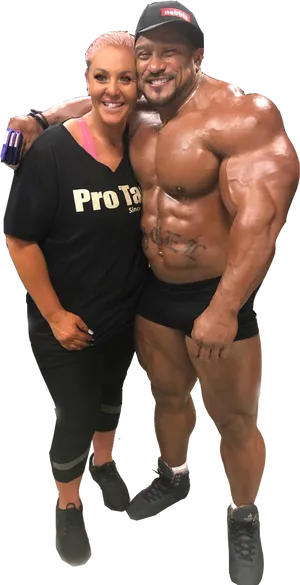 Bodybuilder_and_ Fan_ Smiling PNG Image