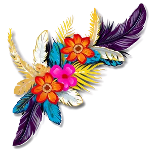 Boho Flowers And Feathers Png 06272024 PNG Image