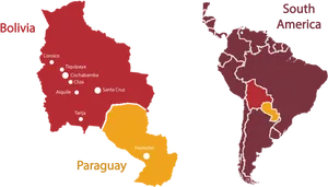 Boliviaand Paraguay Mapwith Cities PNG Image