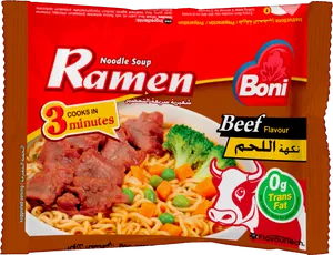 Boni Beef Flavored Ramen Noodle Soup Package PNG Image