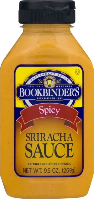 Bookbinders Spicy Sriracha Sauce Bottle PNG Image