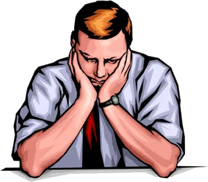 Bored Businessman Cartoon PNG Image