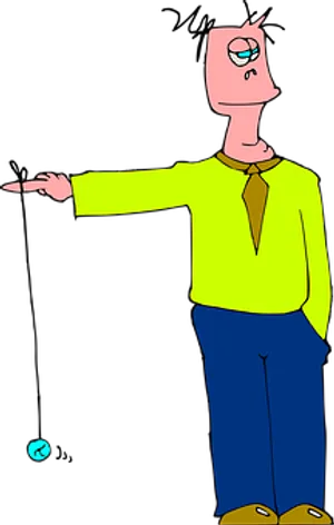 Bored Cartoon Man Pointing PNG Image