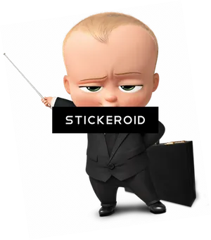 Boss Baby Character With Briefcase PNG Image