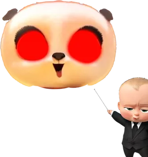 Boss Babyand Giant Panda Balloon PNG Image