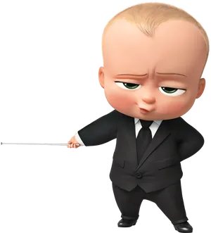 Boss Babyin Black Suit PNG Image