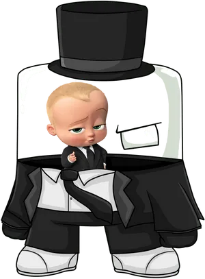 Boss Babyin Black Suit PNG Image