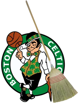 Boston Celtics Logowith Leprechaunand Broomstick.png PNG Image