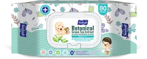 Botanical Wet Wipes Packaging PNG Image