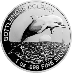 Bottlenose Dolphin Silver Coin PNG Image