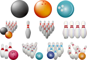 Bowling Ballsand Pins Vector Illustration PNG Image