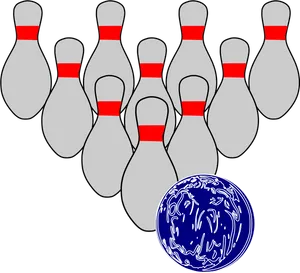 Bowling Pinsand Ball Illustration PNG Image