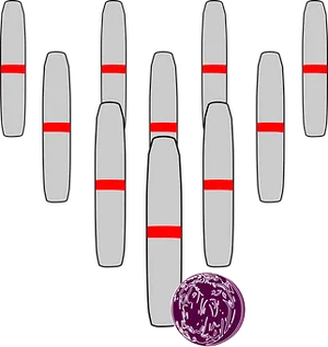 Bowling Pinsand Ball Setup PNG Image