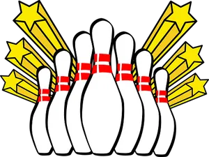 Bowling Pinsand Strike Symbol PNG Image