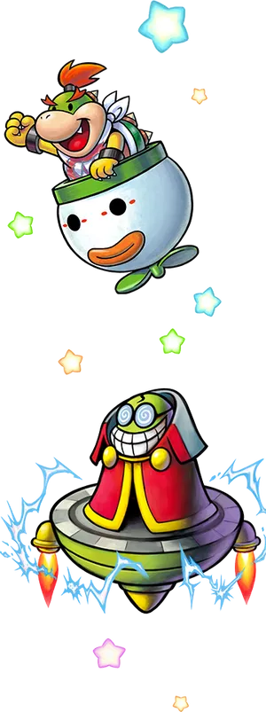 Bowser_ Jr_in_ Koopa_ Clow_ Car_and_ Flying_ Saucer PNG Image