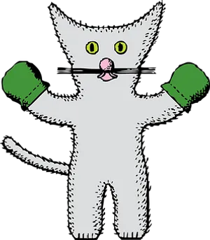 Boxing Kitten Cartoon PNG Image