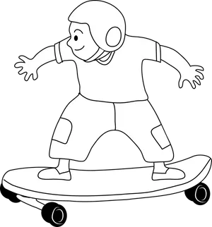 Boy Skateboarding Cartoon PNG Image