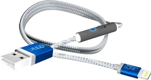 Braided U S B Lightning Cable PNG Image