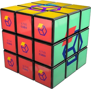 Branded Rubiks Cube3 D Render PNG Image