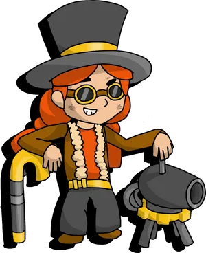 Brawl Stars Animated Characterwith Cannon PNG Image