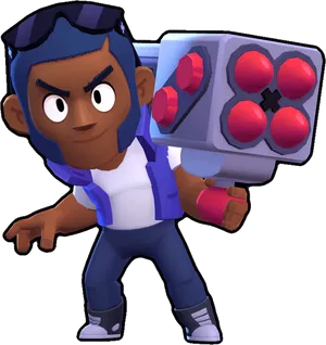 Brawl Stars Character With Blaster PNG Image