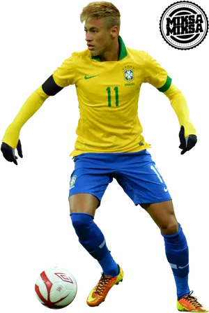 Brazilian Footballerin Action PNG Image