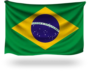 Brazilian National Flag Waving PNG Image