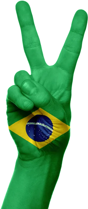 Brazilian Patriotism Peace Sign PNG Image