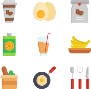 Breakfast Items Vector Illustration PNG Image