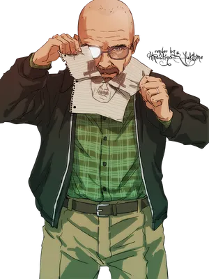 Breaking Bad Animated Character Tearing Paper PNG Image