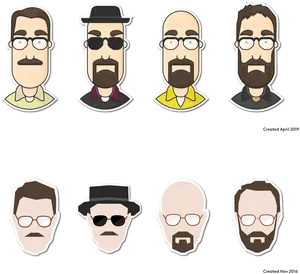 Breaking Bad Character Evolution Illustrations PNG Image