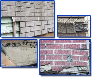 Brick Wall Damage Collage PNG Image