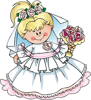 Bride Cartoon Clipart PNG Image