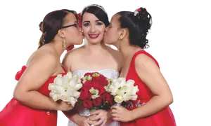 Brideand Bridesmaids Affection PNG Image