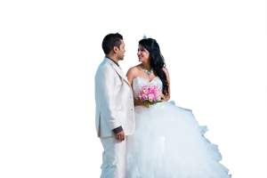 Brideand Groom Adoring Glance PNG Image