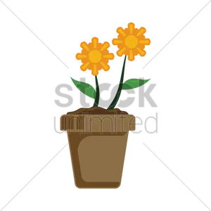 Bright Flowersin Brown Pot Graphic PNG Image