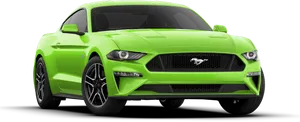 Bright Green Ford Mustang Profile View