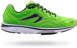 Bright Green Running Shoe Side View PNG Image