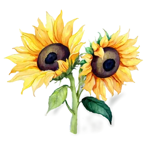 Bright Sunflower Watercolor Painting Png Hpf PNG Image