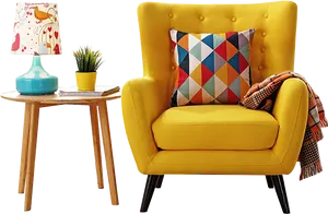 Bright Yellow Armchair Home Decor PNG Image