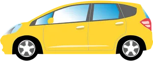 Bright Yellow Hatchback Car PNG Image