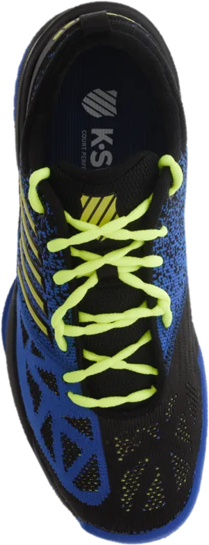 Bright Yellow Laceson Blue Sneaker PNG Image