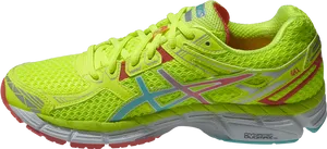 Bright Yellow Running Shoe PNG Image